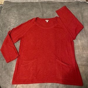 J. Jill Red tunic sweater with pockets like new condition!!